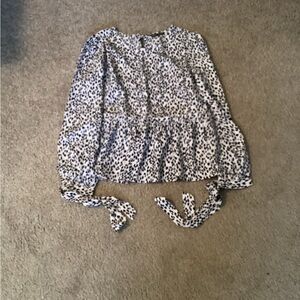 SHEIN Black and White Leopard Print Blouse